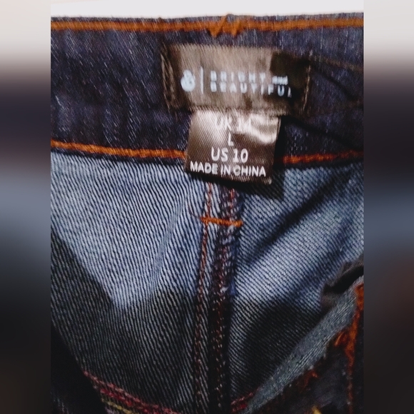 NWT Bright and Beautiful Bijou Rainbow Embroidered Dark Wash High Waisted Jeans - Picture 12 of 12